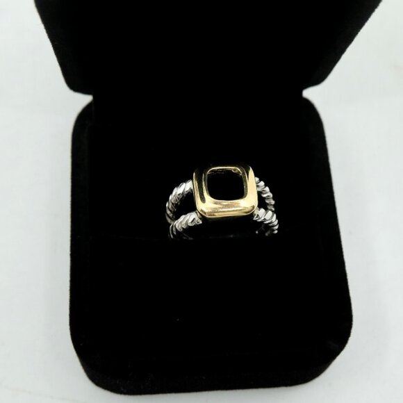 SOLID 14K YELLOW GOLD & WHITE GOLD SPLIT SHANK CABLE RING SIZE 7~5.61 GRAMS - Picture 3 of 7